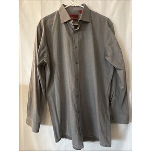 Hugo Boss Button Up Shirt Men 32/33 Gray Modern Fit Line‎ Long Sleeve